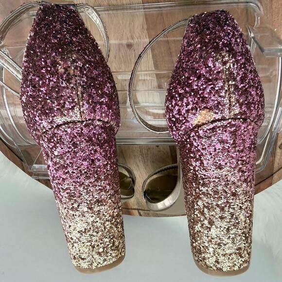 Charlotte Russe Shoes Womens Size 6 Purple Glitter Ombre Block Heel Ankle Strap - Picture 11 of 12